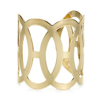 Gold oval link cuff bracelet